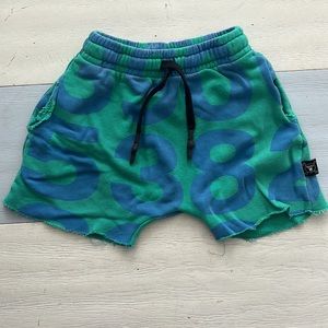 Nununu green and blue print sweat shorts with pocket size 4-5
